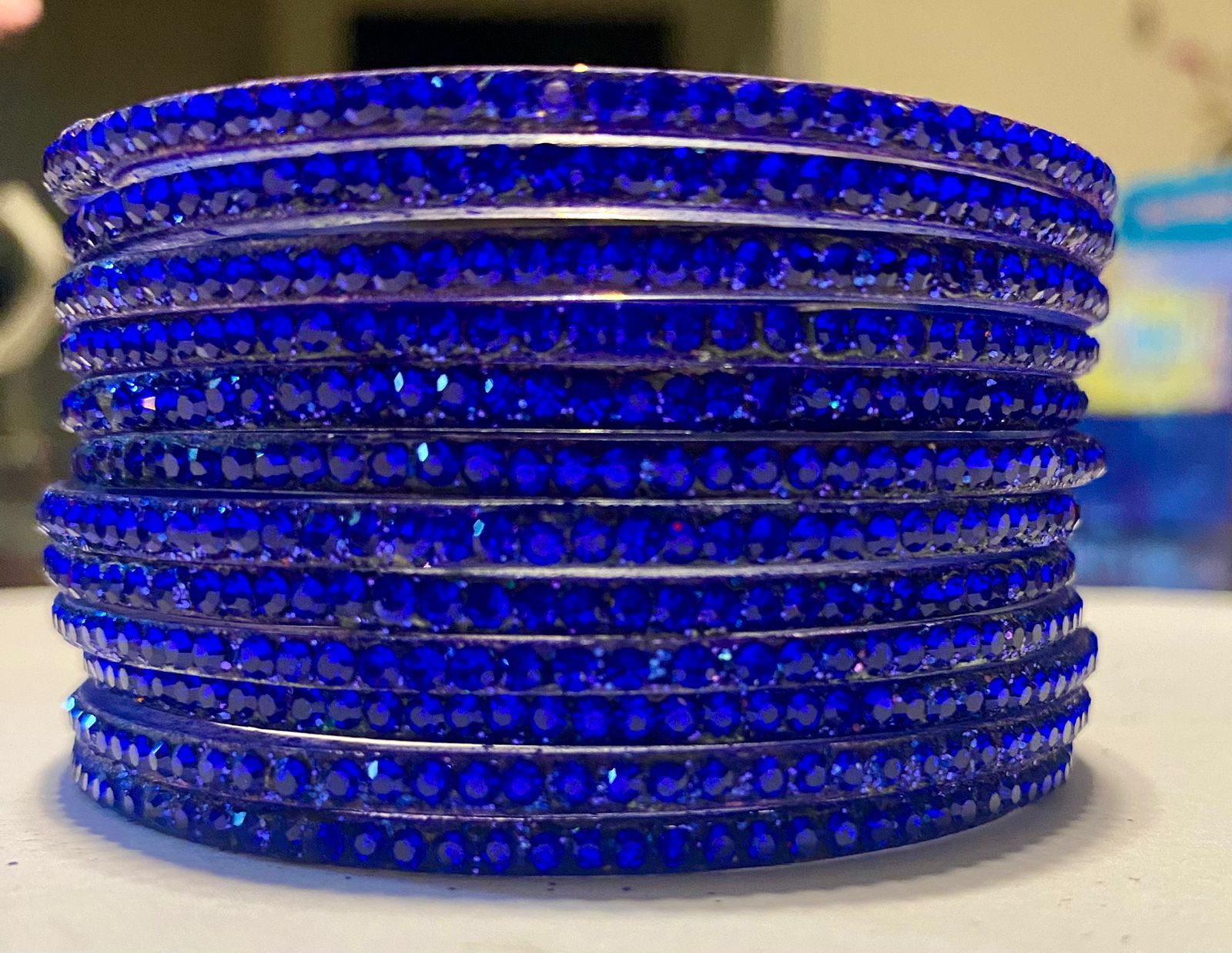 Blue Radha Bangle Stone-Studded Set