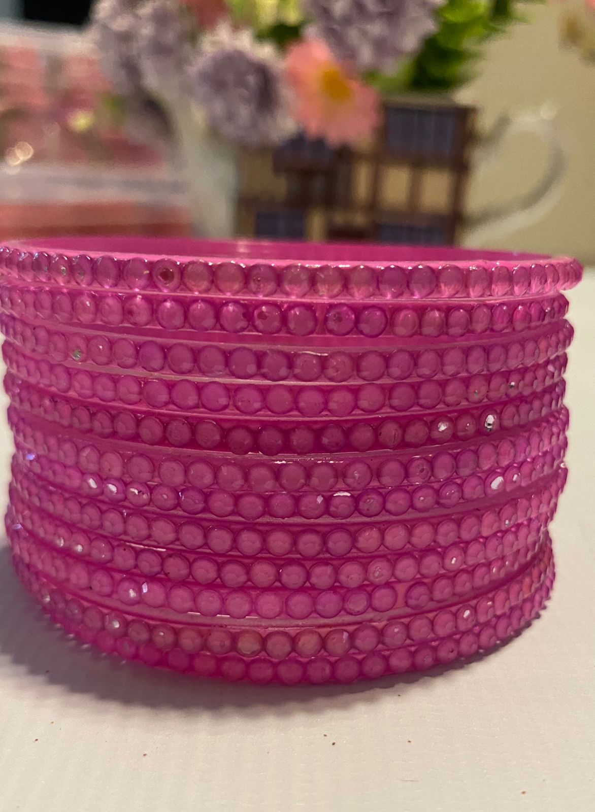 Pink Meera Bangle Stone-studded Set