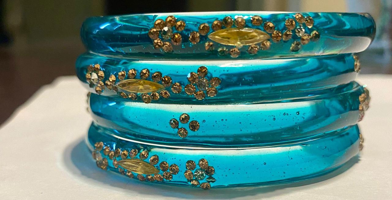Turquoise Meera Bangle Stone-Studded Set
