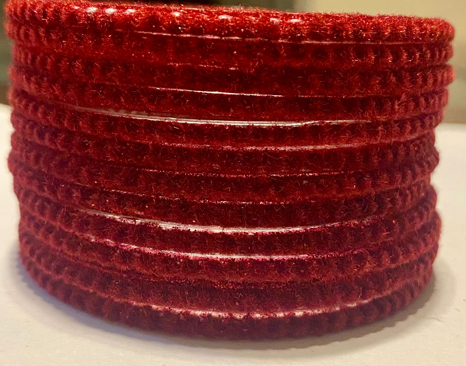 Red Meera Bangle Velvet Set