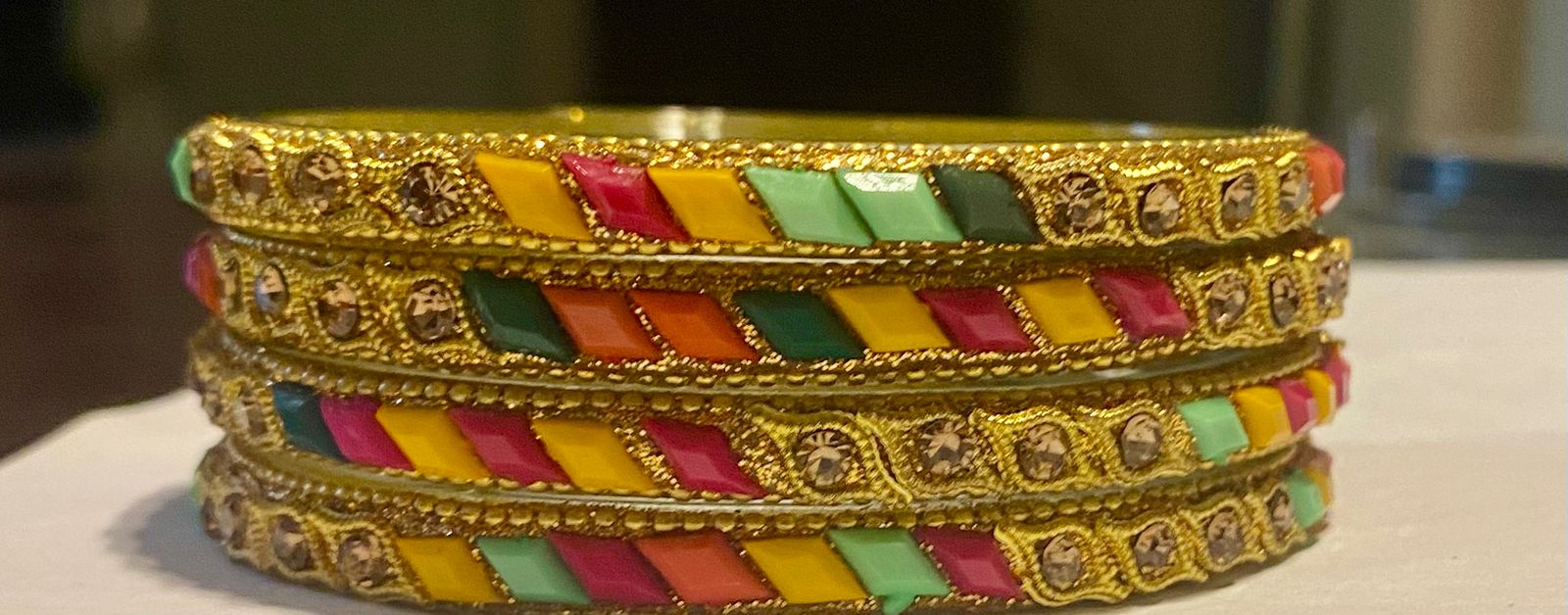 Multicolor Kailash Bangle Kundan Set