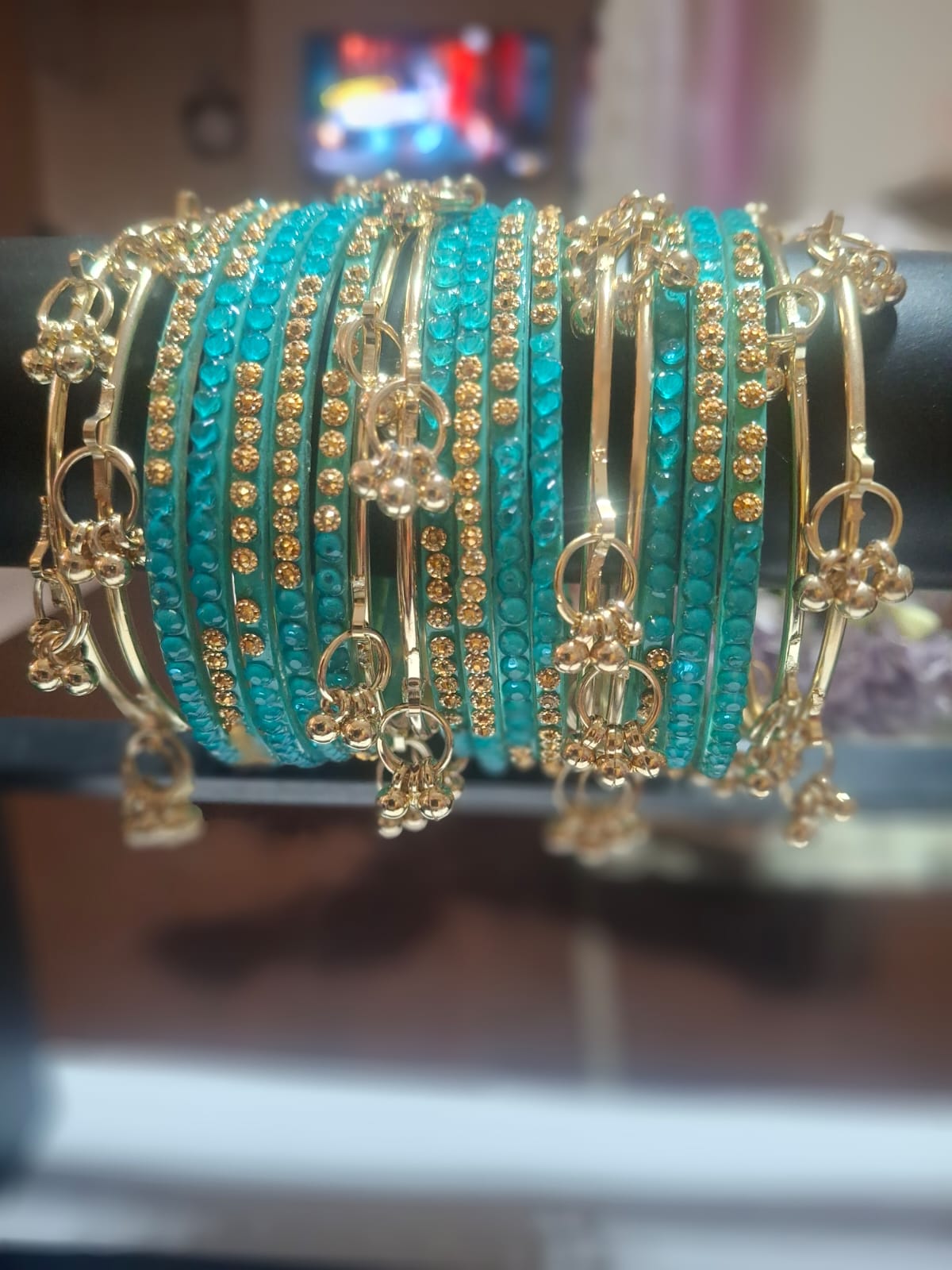 Turquoise Meera Bangle Kundan Set