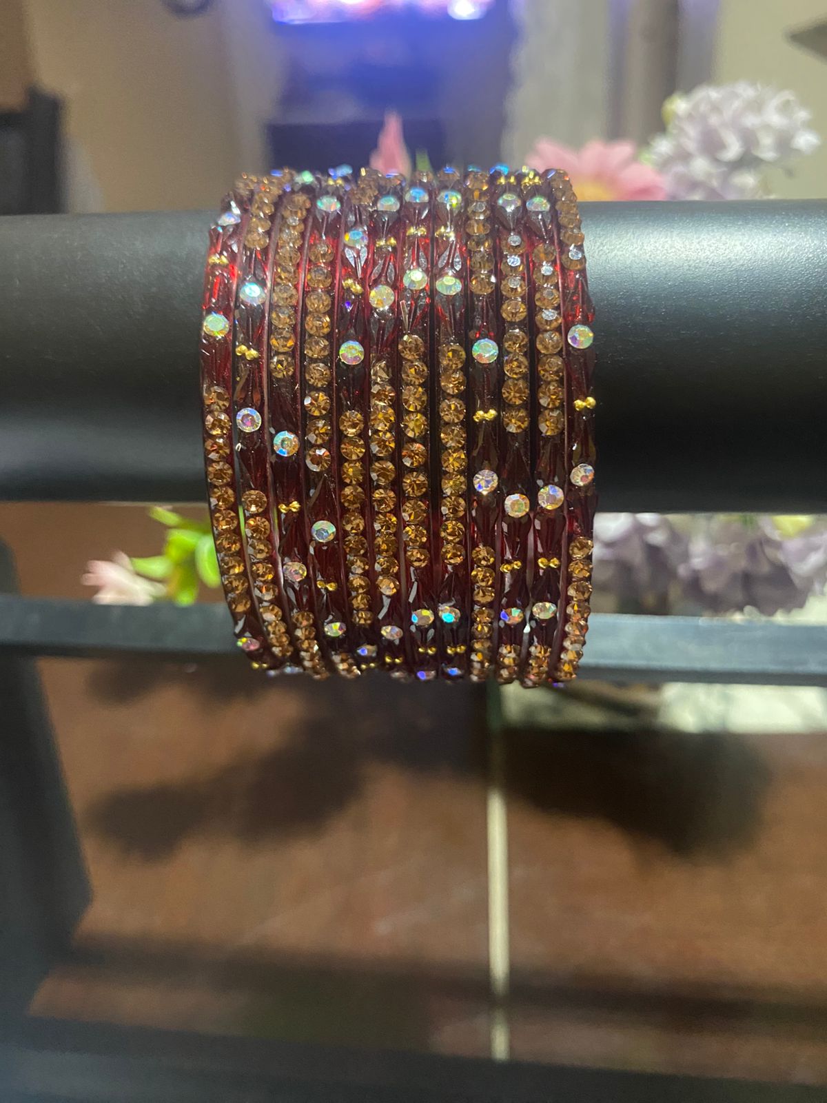 Red Meera Bangle Stone-Studded Set