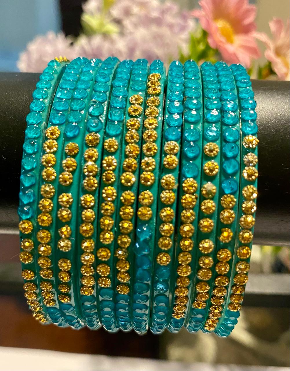 Turquoise Meera Bangle Stone-Studded Set